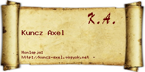 Kuncz Axel névjegykártya
